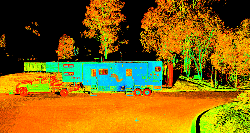 Image of 3D point cloud in laser colour