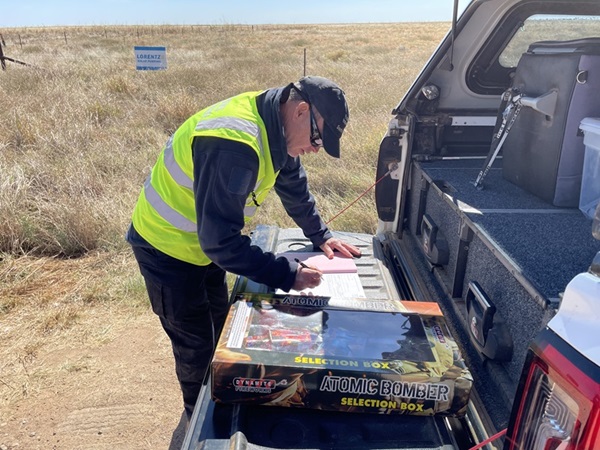 RSHQ explosives inspector with fireworks
